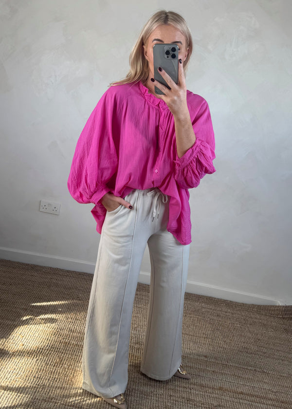 Bohemia cotton blouse - hot pink-The Style Attic