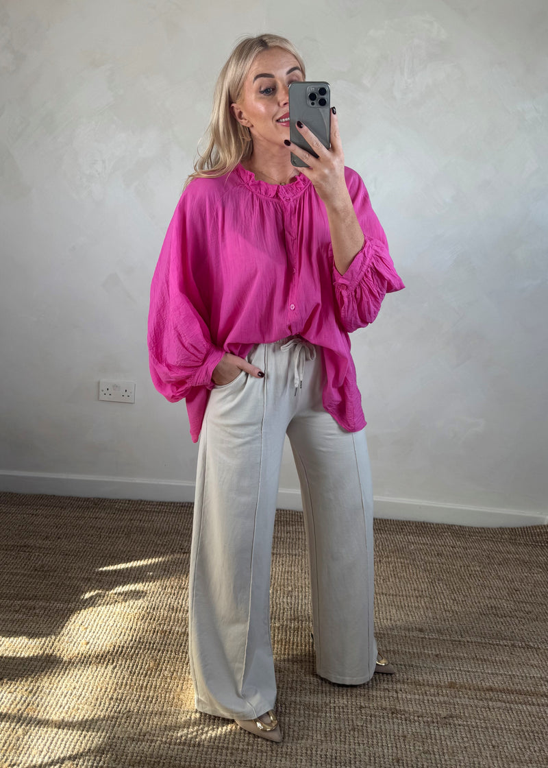 Bohemia cotton blouse - hot pink-The Style Attic