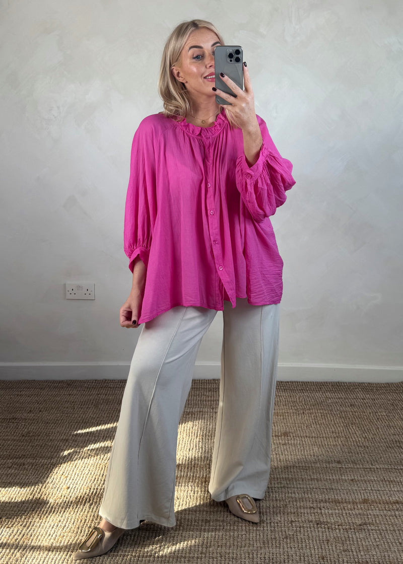 Bohemia cotton blouse - hot pink-The Style Attic