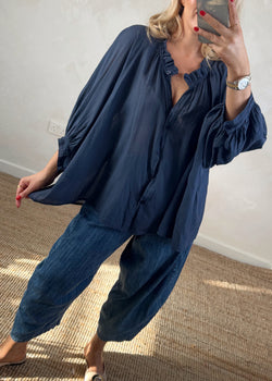 Bohemia cotton blouse - navy-The Style Attic