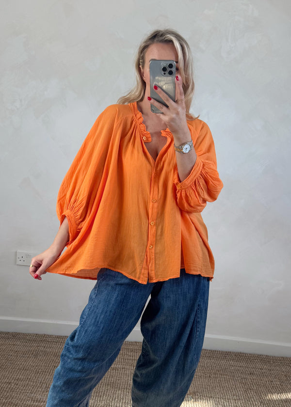 Bohemia cotton blouse - orange-The Style Attic