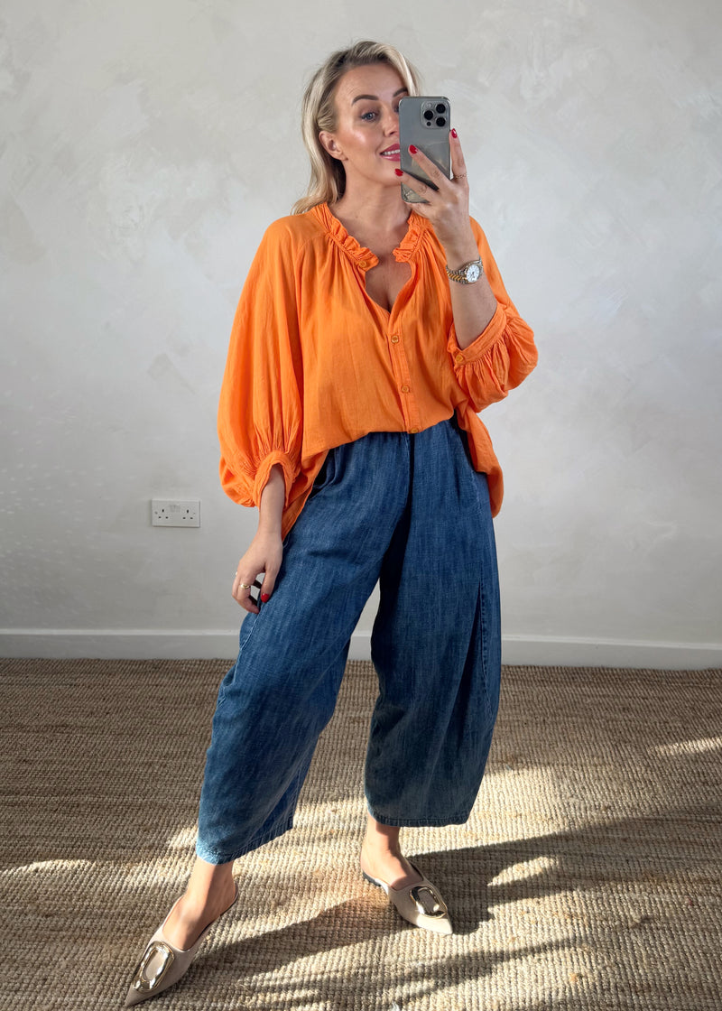 Bohemia cotton blouse - orange-The Style Attic