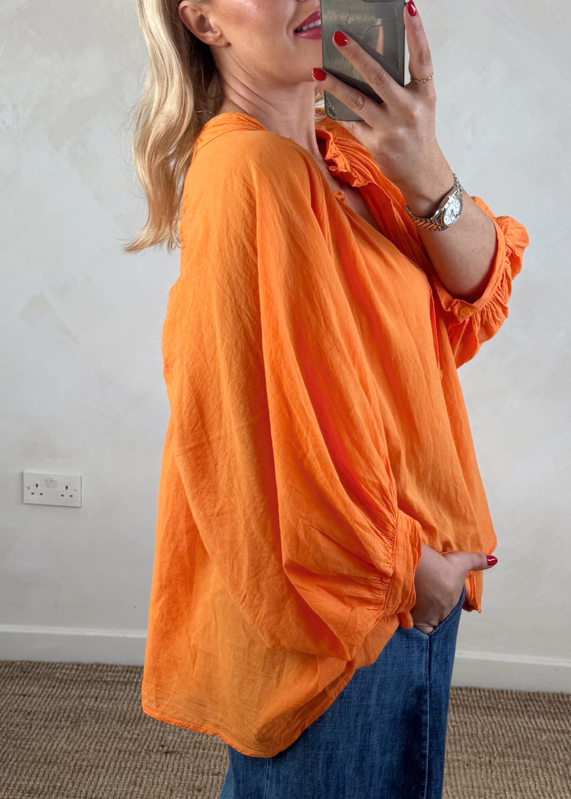 Bohemia cotton blouse - orange-The Style Attic