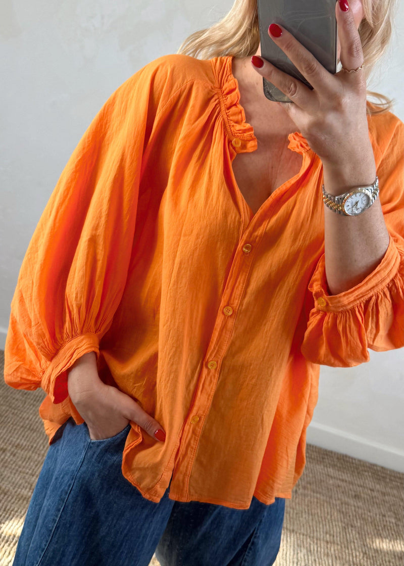 Bohemia cotton blouse - orange-The Style Attic