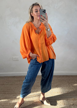 Bohemia cotton blouse - orange-The Style Attic