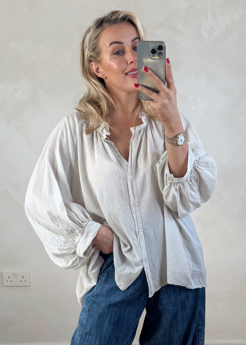 Bohemia cotton blouse - stone-The Style Attic