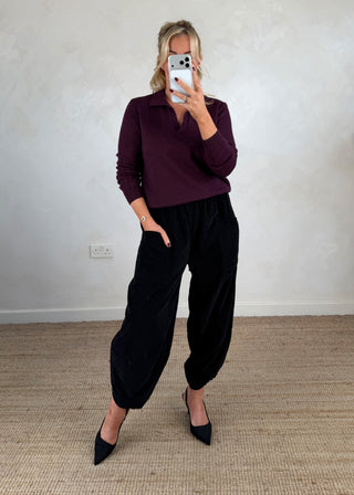 Bonnie collared knit - Aubergine-The Style Attic