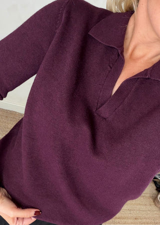 Bonnie collared knit - Aubergine-The Style Attic