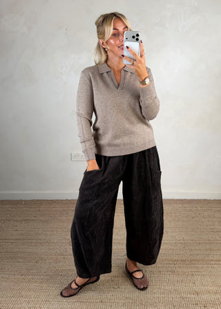 Bonnie collared knit - Oatmeal-The Style Attic