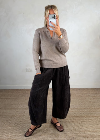 Bonnie collared knit - Oatmeal-The Style Attic