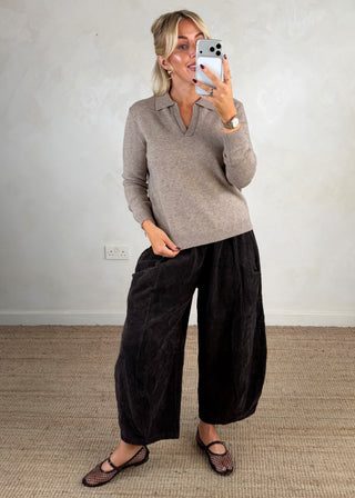 Bonnie collared knit - Oatmeal-The Style Attic