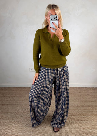 Bonnie collared knit - Olive-The Style Attic