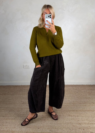 Bonnie collared knit - Olive-The Style Attic