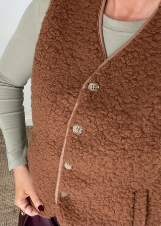 Borg gilet - Tan-The Style Attic