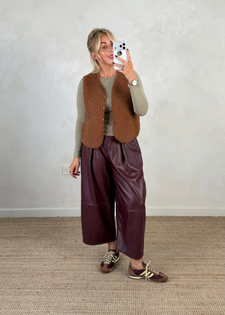 Borg gilet - Tan-The Style Attic