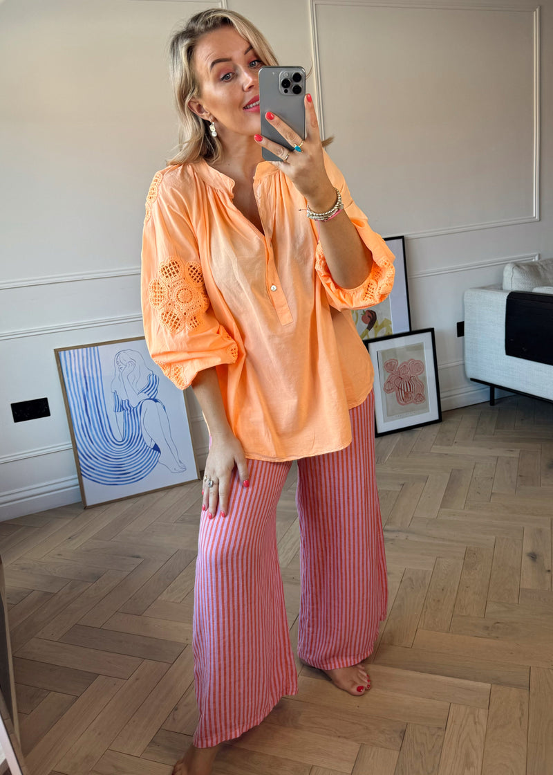 Bowie linen pants - orange stripe-The Style Attic
