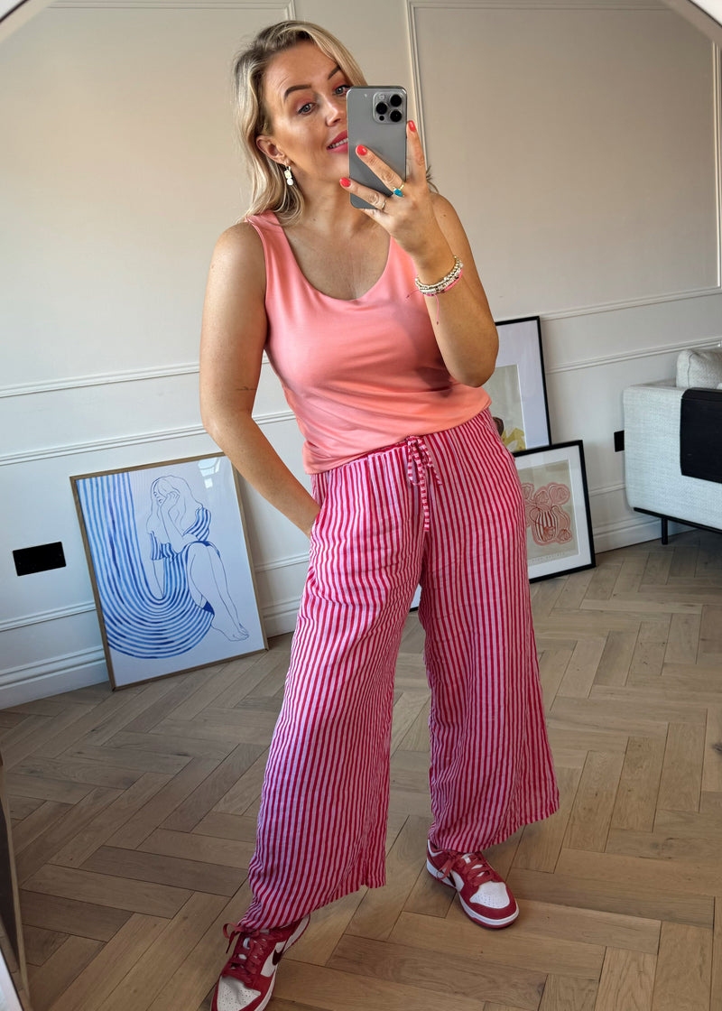 Bowie linen pants - red stripe-The Style Attic