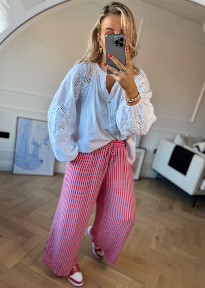 Bowie linen pants - red stripe-The Style Attic