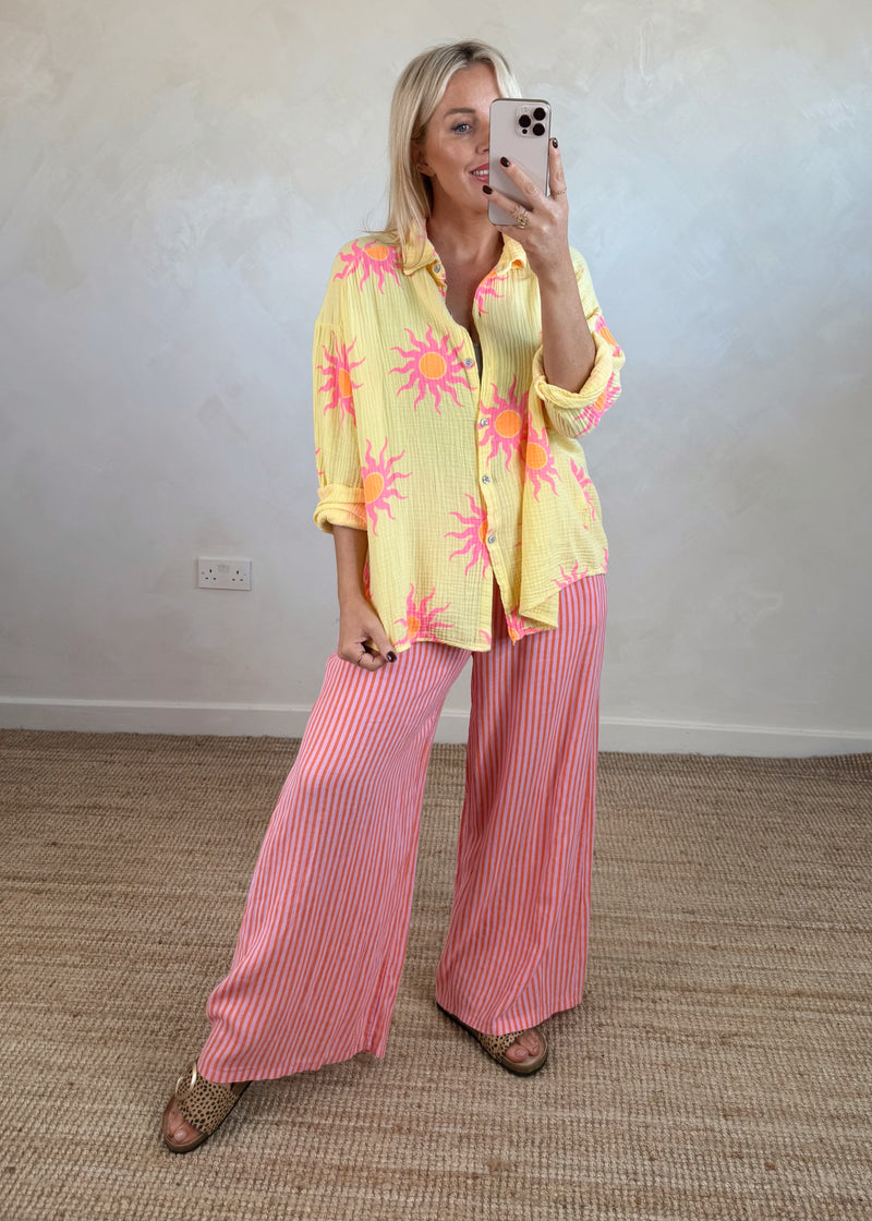 Bowie linen trousers - orange/pink stripe-The Style Attic