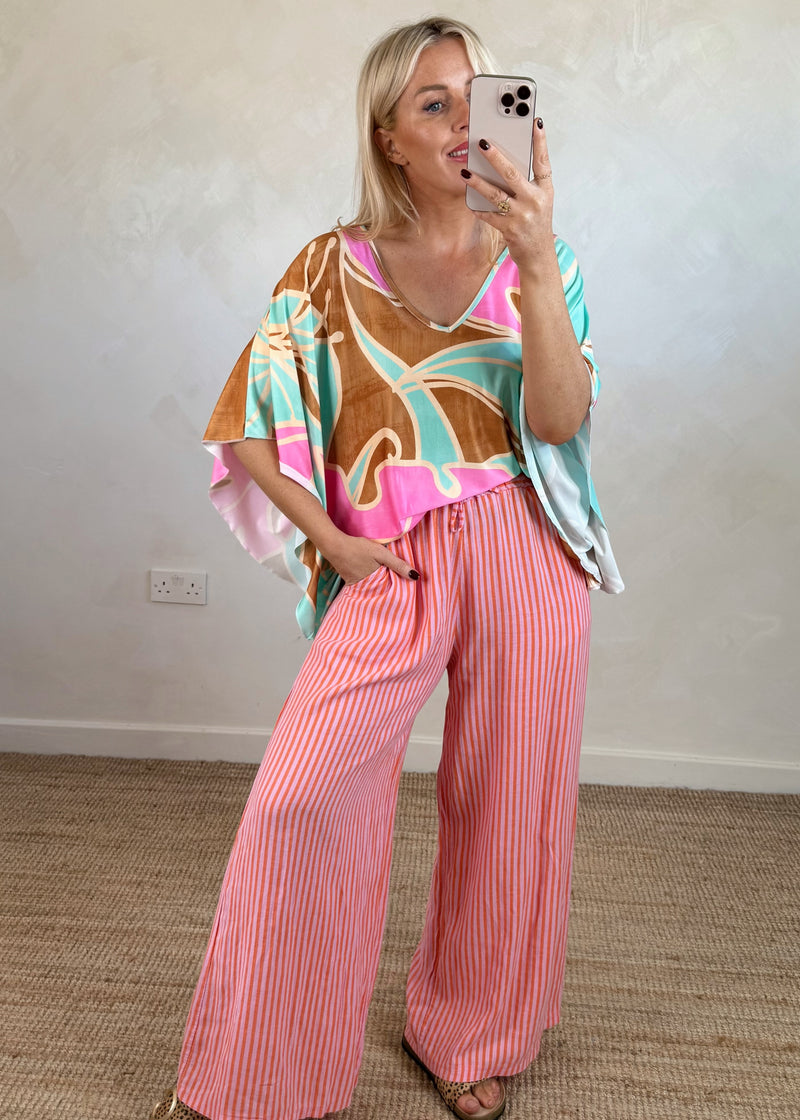 Bowie linen trousers - orange/pink stripe-The Style Attic