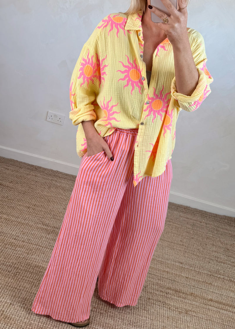 Bowie linen trousers - orange/pink stripe-The Style Attic