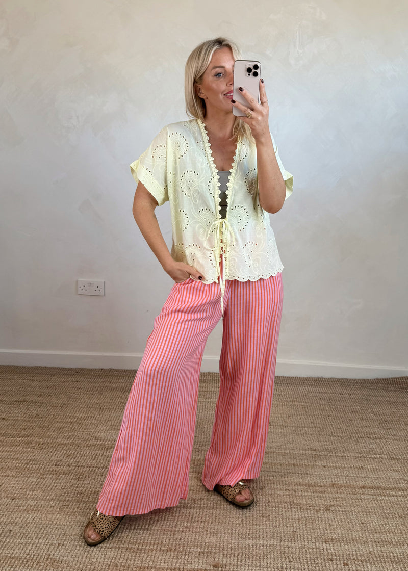 Bowie linen trousers - orange/pink stripe-The Style Attic