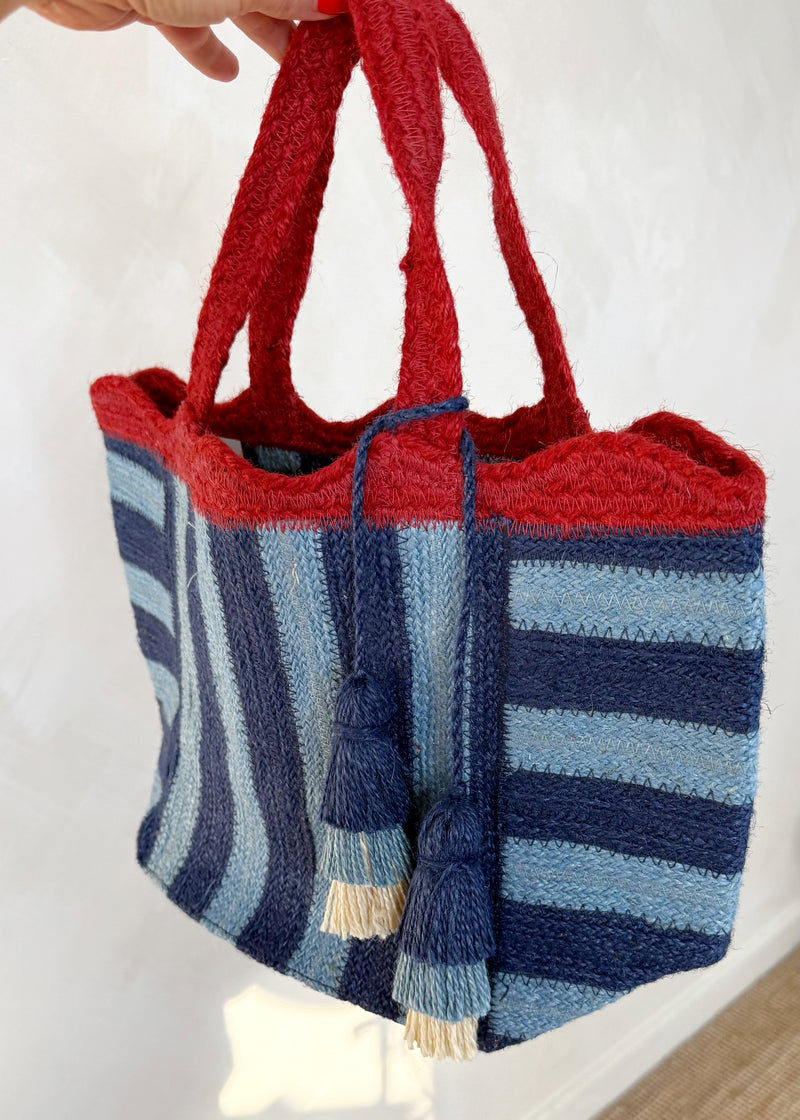 Braided mini tote - navy-The Style Attic