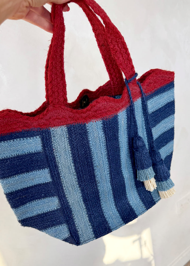 Braided mini tote - navy-The Style Attic