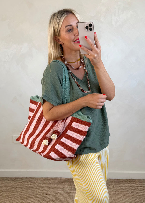 Braided shopper bag - blush-The Style Attic