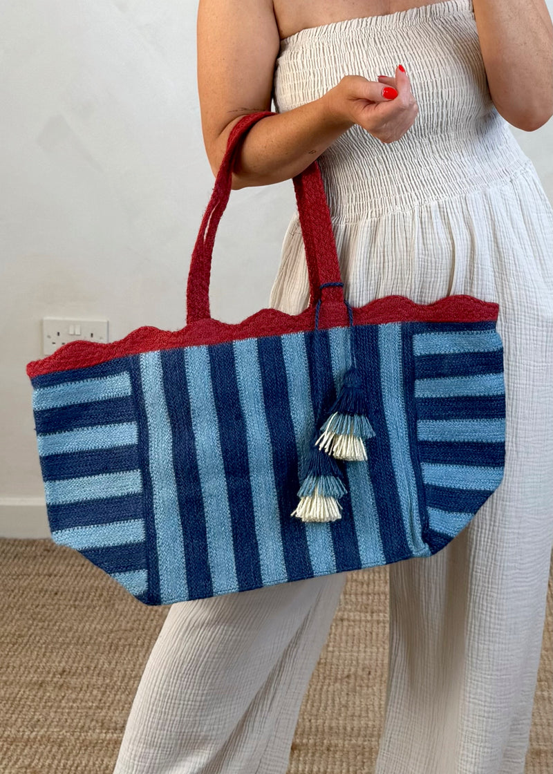 Braided shopper bag - navy-The Style Attic