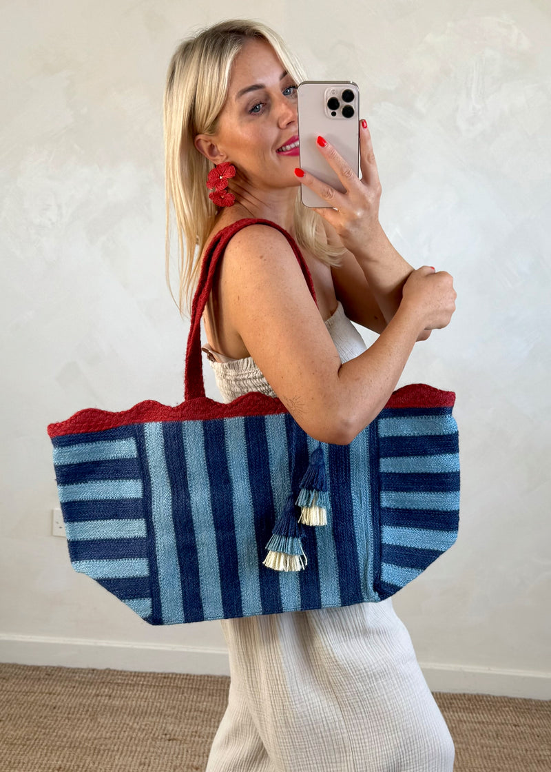Braided shopper bag - navy-The Style Attic