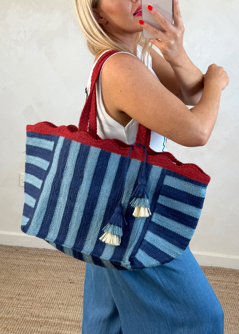 Braided shopper bag - navy-The Style Attic