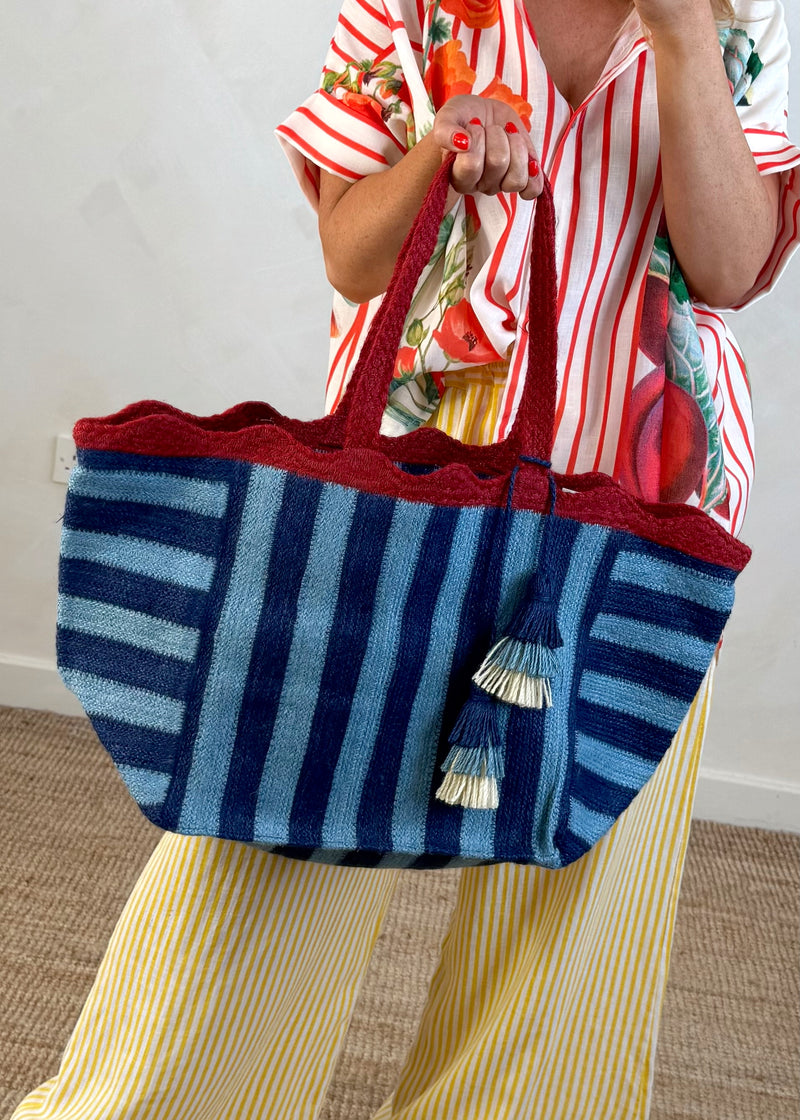 Braided shopper bag - navy-The Style Attic