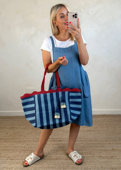 Braided shopper bag - navy-The Style Attic