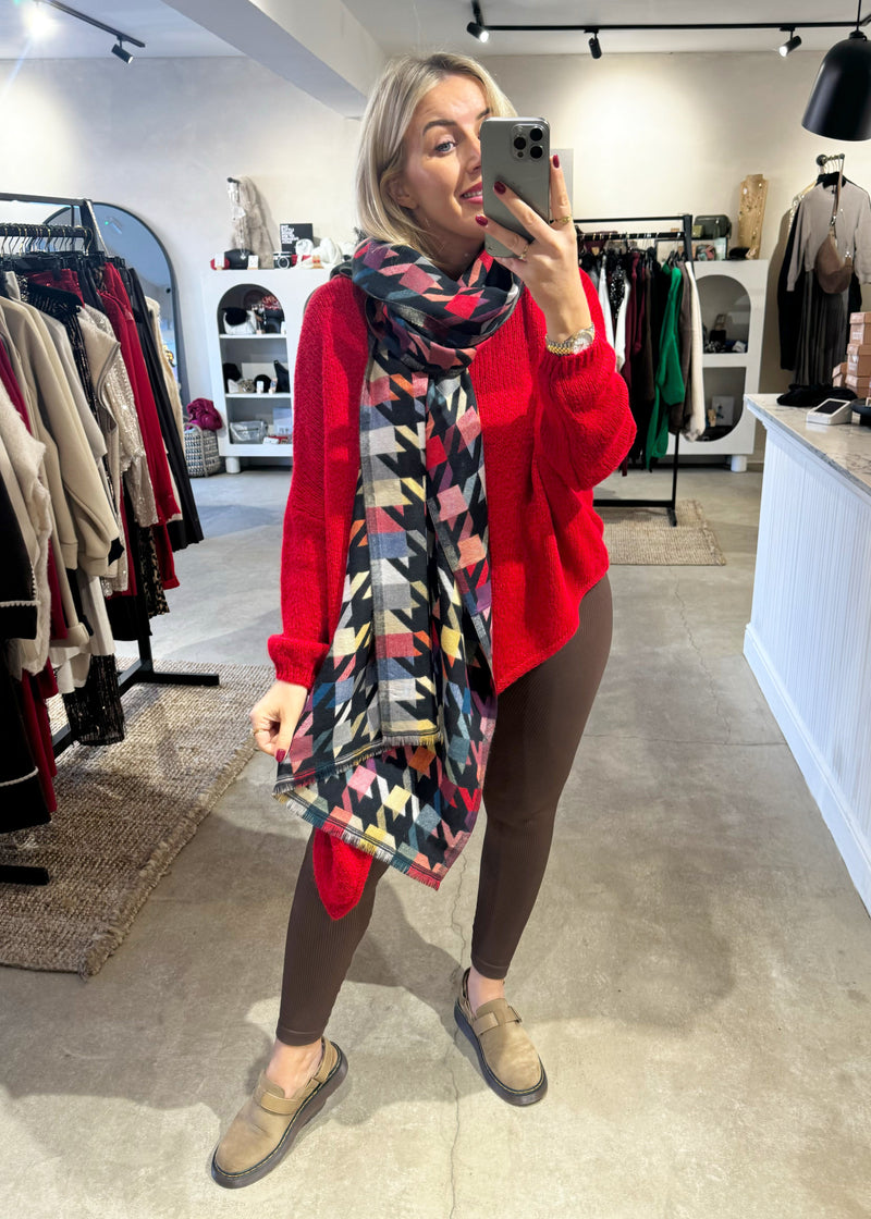 Bree asymmetric knit - Red-The Style Attic