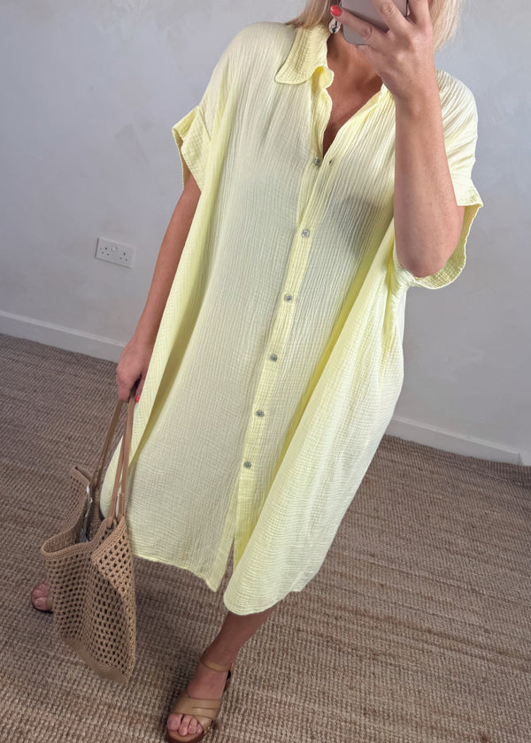 Breeze cheesecloth shirt dress - lemon-The Style Attic