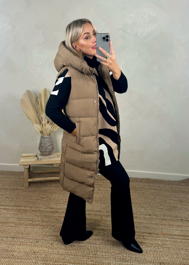 Britta padded gilet - camel-The Style Attic