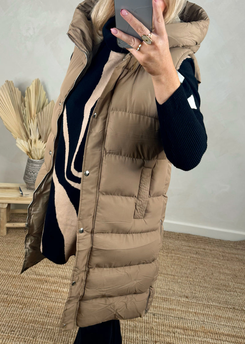 Britta padded gilet - camel-The Style Attic