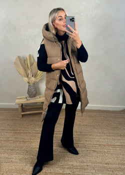 Britta padded gilet - camel-The Style Attic