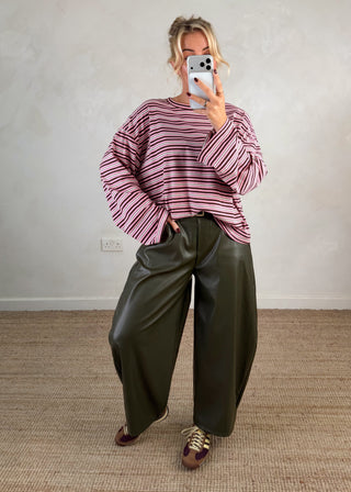 Brynn striped tee - Blush-The Style Attic