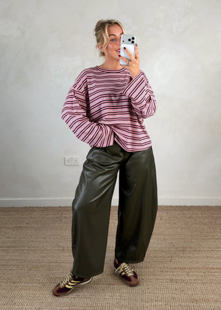 Brynn striped tee - Blush-The Style Attic
