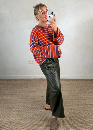 Brynn striped tee - Orange-The Style Attic