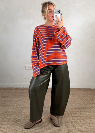 Brynn striped tee - Orange-The Style Attic