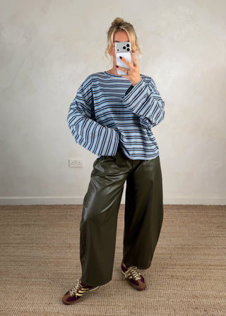 Brynn striped tee - Sky blue-The Style Attic