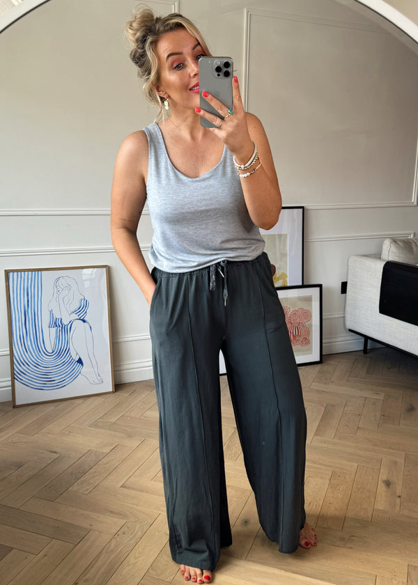 Brynne wide leg pants - charcoal-The Style Attic