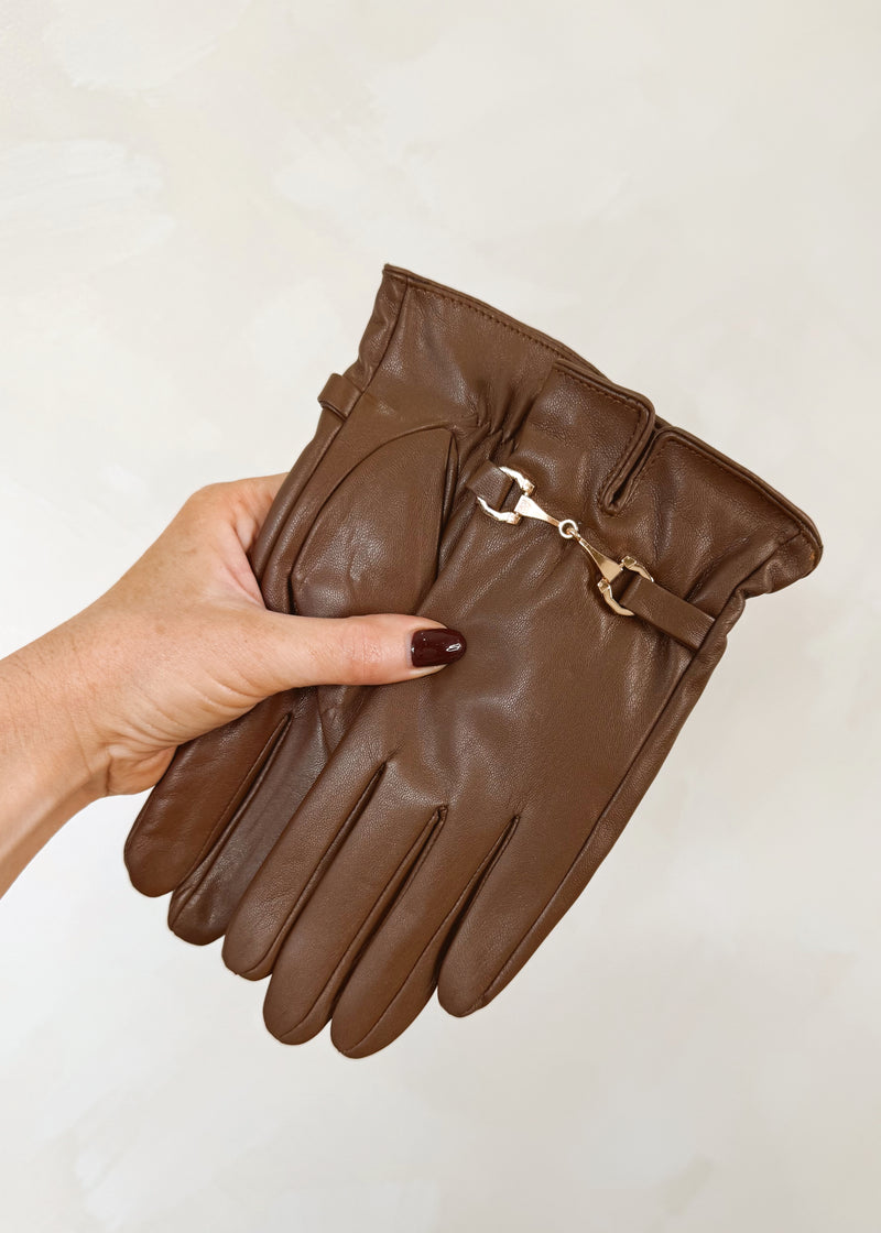 Buckle Driving glove - chocolate-The Style Attic