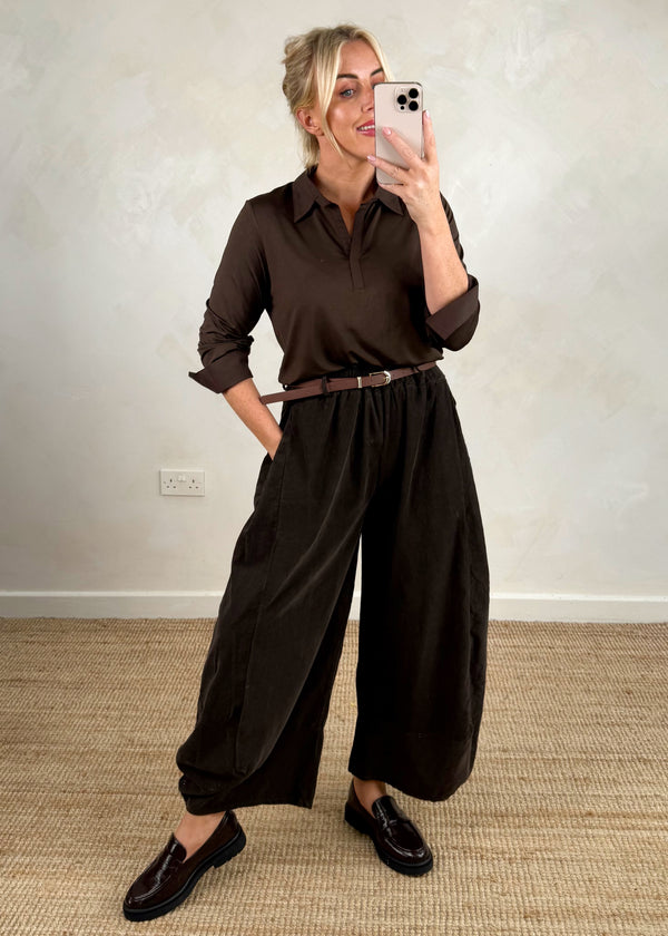 Buckley cord barrel leg - chocolate-The Style Attic