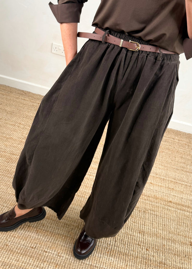 Buckley cord barrel leg - chocolate-The Style Attic