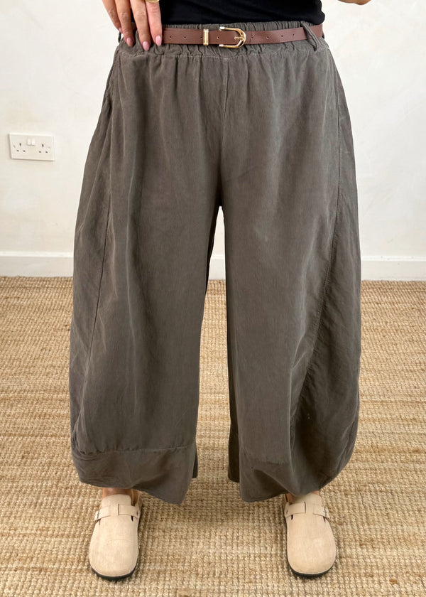 Buckley cord barrel leg - dark mocha-The Style Attic