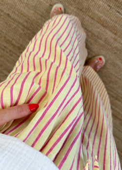 Buttermilk linen trouser - pink stripe-The Style Attic